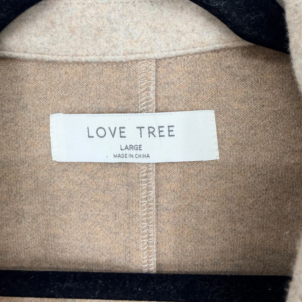 Love Tree Longline Tan Open Front Collared Long Sleeve Coat Womens Large - Picture 3 of 6